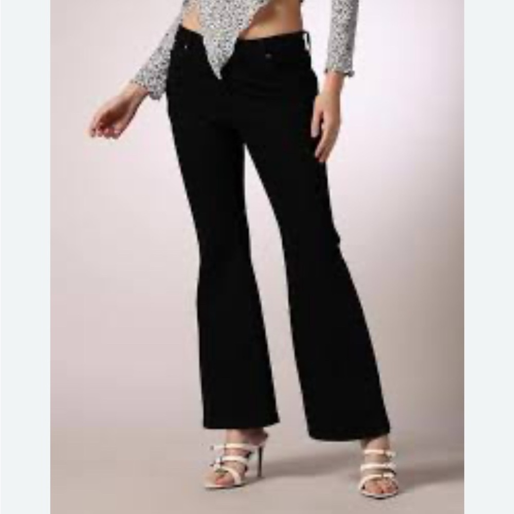 Karen Millen black jeans flared US 8 classy office businesswoman slim